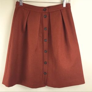 J. Crew Button Down Wool Front Flare Skirt